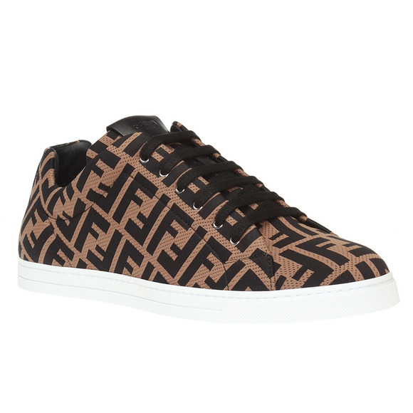 Fendi Forever Allover Logo Monogram Tabacco Brown Black Low Top Sneakers 12 13 - Picture 6 of 14